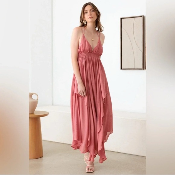 Mustard Seed BoHo Tassel Fringe Strap Cutout Maxi Dress - Picture 3 of 6
